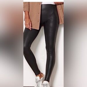 Spanx Leggings Faux Leather Tight Black Moto Minimalist Edgy Street Casual XL
